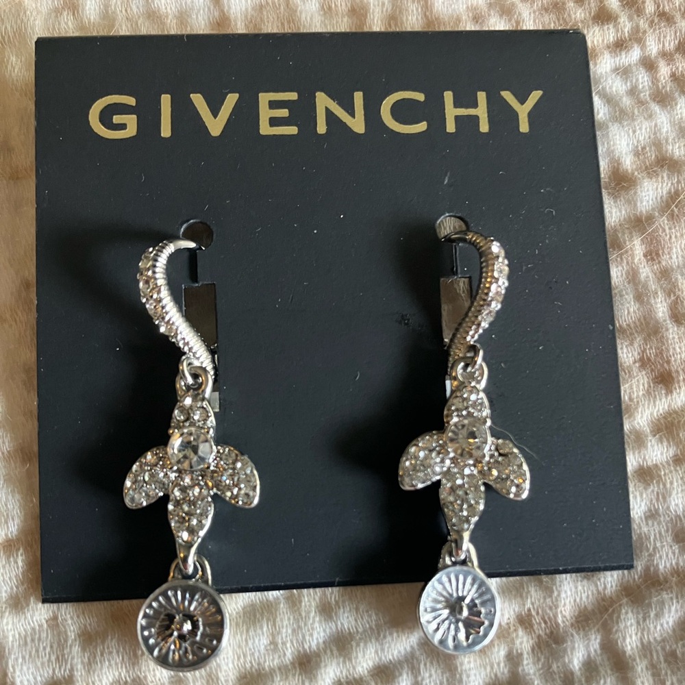 Givenchy Crystal Silver Dangle Earrings